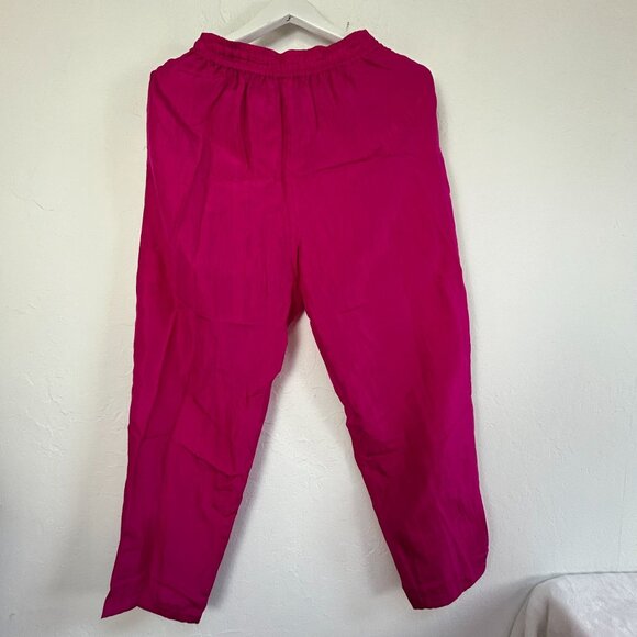 Restless Clothiers Womens Hot Pink 100% Silk Elastic Waist Cropped Pants Small - Picture 1 of 9